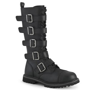 Men Demonia Riot-18BK Knee-high Boots Black Vegan Leather | LHG412983