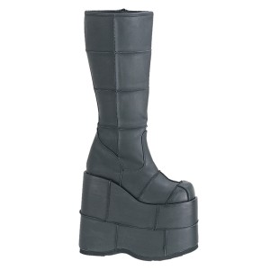 Men Demonia Stack-301 Knee-high Boots Black Vegan Leather | AWE324698