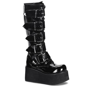 Men Demonia Trashville-518 Knee-high Boots Black Patent | SXP352089