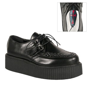 Men Demonia V-CREEPER-502 Creepers Shoes Black Vegan Leather | RLY574012