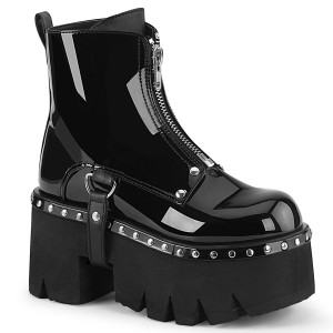 Women's Demonia Ashes-100 Platform Boots Black Vegan Leather | UEA264357