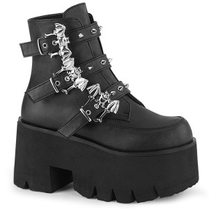 Women's Demonia Ashes-55 Platform Boots Black Vegan Leather | LCN931807