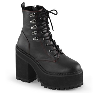 Women's Demonia Assault-100 Platform Boots Black Vegan Leather | RWA374891