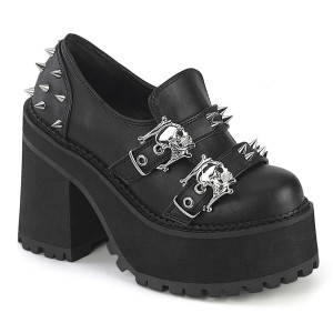 Women's Demonia Assault-38 Platform Boots Black Vegan Leather | SVW705486