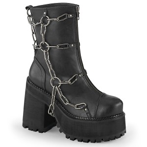 Women's Demonia Assault-66 Platform Boots Black Vegan Leather | IBA916375