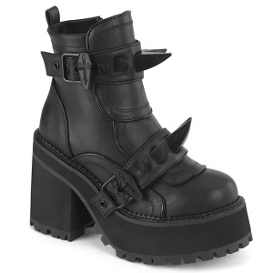 Women's Demonia Assault-72 Platform Boots Black Vegan Leather | BVD701286