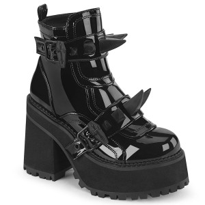 Women's Demonia Assault-72 Platform Boots Black Patent | YJI429751