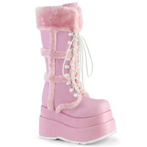 Women's Demonia Bear-202 Platform Boots Baby Pink Vegan Leather | BSP874236