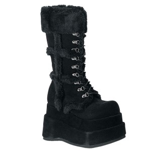 Women's Demonia Bear-202 Platform Boots Black Vegan Suede | QLS863275