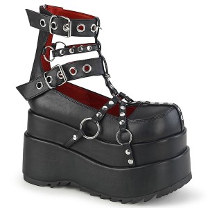 Women's Demonia Bear-28 Platform Boots Black Vegan Leather | EYZ763598