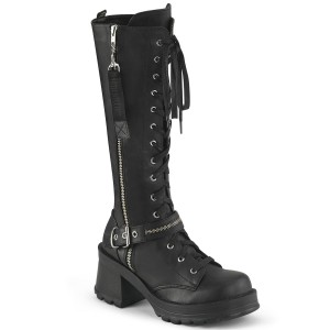 Women's Demonia Bratty-206 Knee-high Boots Black Vegan Leather | OXP976384