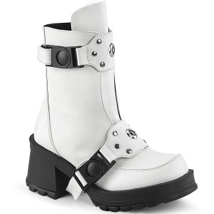 Women's Demonia Bratty-56 Ankle Boots White Vegan Leather | TVM514237