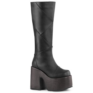 Women's Demonia Camel-280 Knee-high Boots Black Vegan Leather | MPC039268