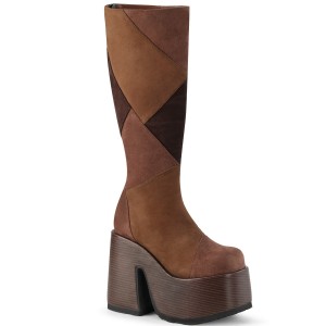 Women's Demonia Camel-280 Knee-high Boots Brown Multi Vegan Suede | LHD748021