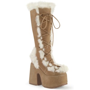 Women's Demonia Camel-311 Knee-high Boots Camel Vegan Suede | JBU304298