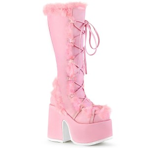 Women's Demonia Camel-311 Knee-high Boots Pastel Pink Vegan Leather | MDK891725