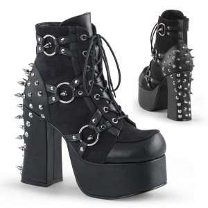 Women's Demonia Charade-100 Platform Boots Black Vegan Leather-Suede | EMR461982