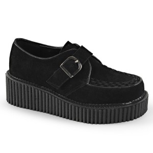 Women's Demonia Creeper-118 Creepers Shoes Black Vegan Suede | FEC485971