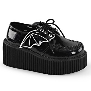 Women's Demonia Creeper-205 Creepers Shoes Black Glitter Vinyl | SNL493867