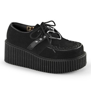 Women's Demonia Creeper-206 Creepers Shoes Black Vegan Suede-Vegan Leather | CBL956230