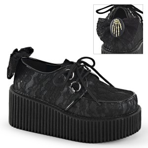 Women's Demonia Creeper-212 Creepers Shoes Black Vegan Leather-Lace | QKR105693