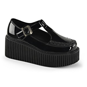 Women's Demonia Creeper-214 Creepers Shoes Black Patent | UQA412058