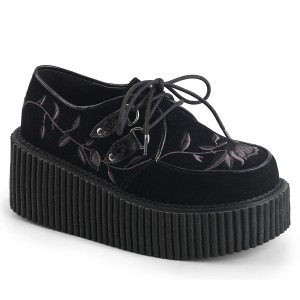 Women's Demonia Creeper-219 Creepers Shoes Black Velvet | HWB821536