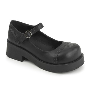 Women's Demonia Crux-07 Mary Janes Black Vegan Leather | FKQ340659