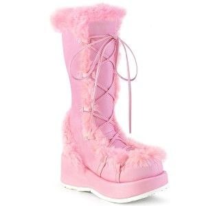 Women's Demonia Cubby-311 Knee-high Boots Baby Pink Vegan Leather | IJZ496823