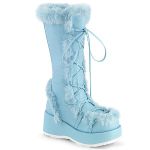 Women's Demonia Cubby-311 Knee-high Boots Baby Blue Vegan Leather | NRS815407