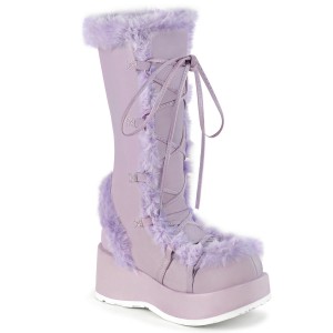 Women's Demonia Cubby-311 Knee-high Boots Lavender Vegan Leather | PEG163954