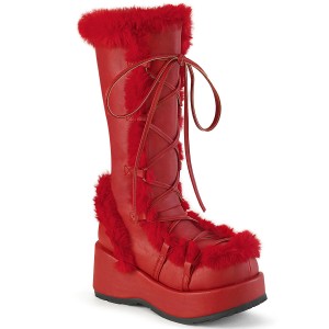 Women's Demonia Cubby-311 Knee-high Boots Red Vegan Leather | CGI018239