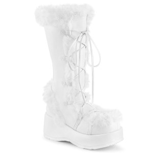 Women's Demonia Cubby-311 Knee-high Boots White Vegan Leather | OWZ904137