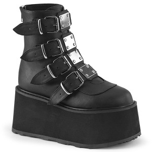 Women's Demonia Damned-105 Platform Boots Black Vegan Leather | GJM837451