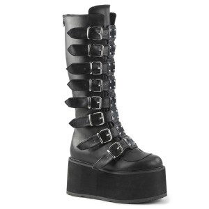 Women's Demonia Damned-318 Knee-high Boots Black Vegan Leather | HLQ807154