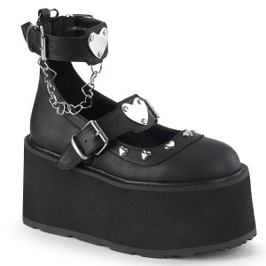 Women's Demonia Damned-56 Mary Janes Black Vegan Leather | RKI012589