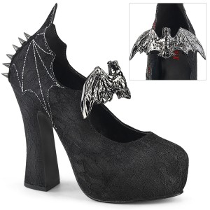 Women's Demonia Demon-18 High Heels Black Satin-Black Lace | THP078395