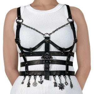 Women's Demonia Cage Body Harness Cage Body Harness Black | XJF619057