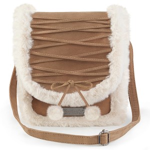 Women's Demonia Faux Fur Crossbody Bag Faux Fur Crossbody Bag Camel | NVS962810