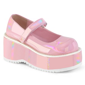 Women's Demonia Dollie-01 Mary Janes Baby Pink Holo Patent | EPQ439162