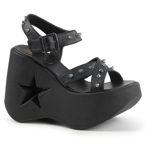 Women's Demonia Dynamite-02 Sandals Black Vegan Leather | UAR805142