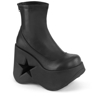 Women's Demonia Dynamite-100 Platform Boots Black Str Vegan Leather | ILK421508