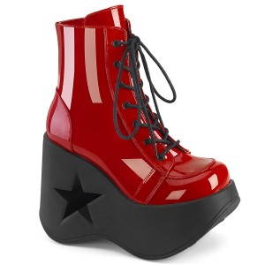 Women's Demonia Dynamite-106 Platform Boots Red Patent | YXC085271