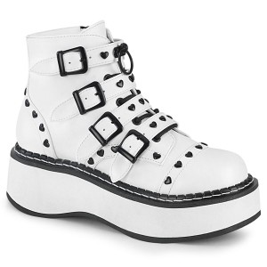 Women's Demonia Emily-315 Platform Boots White Vegan Leather | KWG493807