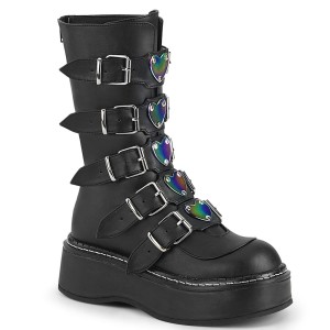 Women's Demonia Emily-330 Knee-high Boots Black Vegan Leather | EZW563021