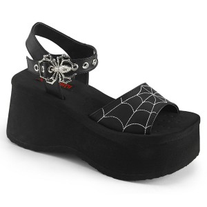 Women's Demonia Funn-10 Sandals Black Vegan Leather | WKV496380