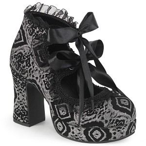 Women's Demonia Gothika-53 Platform Shoes Black-Silver Faux Nubuck Leather | ZFS617305