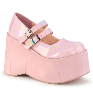 Women's Demonia Kera-08 Mary Janes Baby Pink Hologram | LXT154827