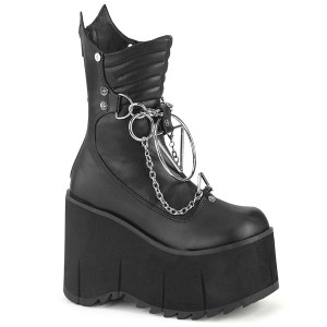 Women's Demonia Kera-130 Platform Boots Black Vegan Leather | YDG843956