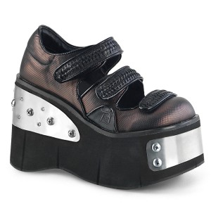 Women's Demonia Kera-13 Mary Janes Black-Pewter Vegan Leather | CFI230619